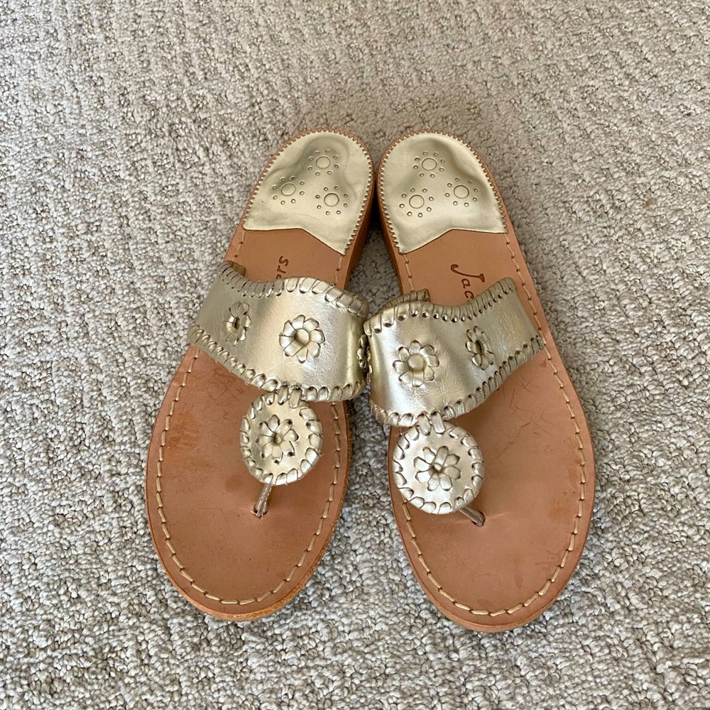 Jack Rogers Sandals in Platinum Leather